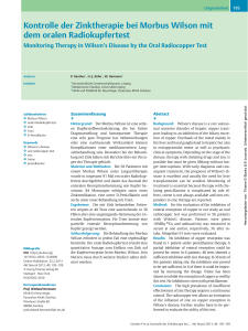 Kontrolle der Zinktherapie bei Morbus Wilson mit dem oralen