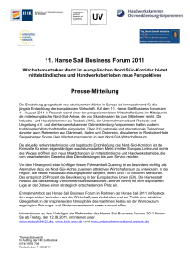 Pressemitteilung 11. Hanse Sail Business Forum 2011