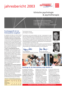 jahresbericht 2003 - Klinische Psychologie Mainz
