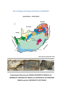 Excursion on the geology of the Kaapvaal Craton, South Africa, 2014