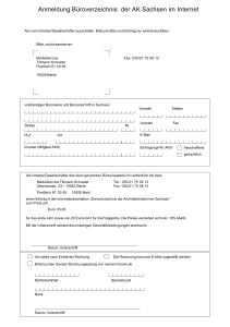 Anmeldung Büroverzeichnis der AK Sachsen im Internet