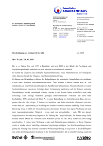 Bescheinigung zur Vorlage bei Gericht Jan. 2008 Herr W, geb. XX