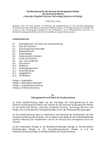 Studienordnung f&uuml;r den Bachelor-Studiengang Architektur der