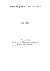 Thermodynamik und Statistik SS 1999
