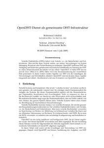 Open DHT - Internet Network Architectures