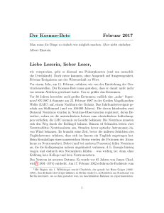 Der Kosmos-Bote Februar 2017 Liebe Leserin, lieber Leser,