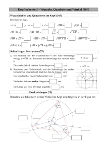 Satz des Pythagoras und Wurzeln (20P) 1. Aufgabe (4P)