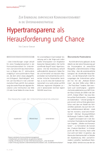 Hypertransparenz als Herausforderung und Chance