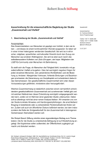 Ausschreibung f&uuml;r die wissenschaftliche Begleitung der Studie