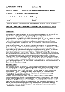 LLP/ERASMUS ERFAHRUNGS – BERICHT (ausformulierte Version)