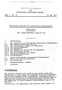 1. Vorbemerkung 2. Die Population als &ouml;kologische Grundeinheit