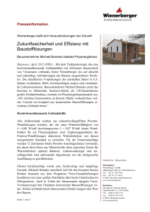 Wienerberger-Presseinfo: Zukunftssicherheit und Effizienz mit