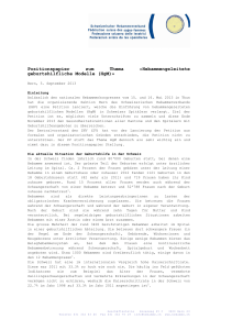 Positionspapier zum Thema &laquo;Hebammengeleitete geburtshilfliche