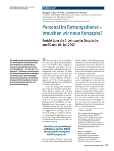 Personal im Rettungsdienst – brauchen wir neue Konzepte?