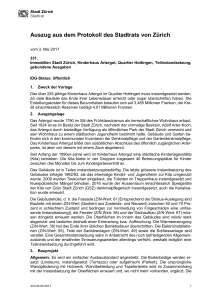 Auszug aus dem Protokoll des Stadtrats von Z&uuml;rich
