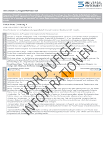 Wesentliche Anlegerinformationen Fokus Fund Germany + Ziele