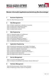 Module Informatik-Applikationsentwicklung Berufsumsteiger