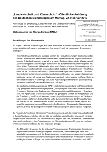 „Landwirtschaft und Klimaschutz“ - Öffentliche Anhörung des