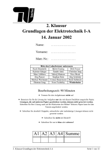 2. Klausur Grundlagen der Elektrotechnik I