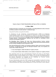 Rote-Hand-Brief: Zyprexa, Zyprexa Velotab Schmelztablette und