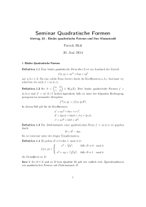 Seminar Quadratische Formen