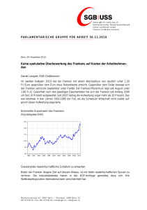 Keine spekulative Überbewertung des Frankens auf