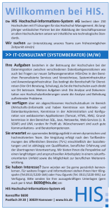 HIS-Stellenanzeige B690: IT-Consultant (Systemberater