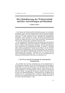 Die Globalisierung der Weltwirtschaft und ihre Auswirkungen auf