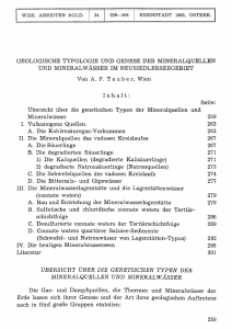 Geologische Typologie und Genese der Mineralquellen