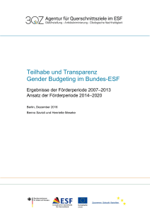 Teilhabe und Transparenz Gender Budgeting im Bundes-ESF