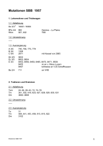 Mutationen SBB 1957 - Verein Rollmaterialverzeichnis Schweiz