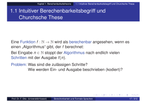 Abschnitt 1.1: Intuitiver Berechenbarkeitsbegriff und Churchsche