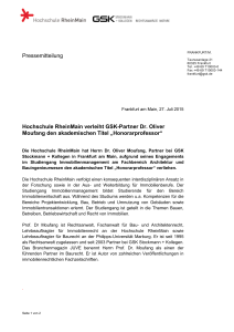 Pressemitteilung Hochschule RheinMain verleiht GSK