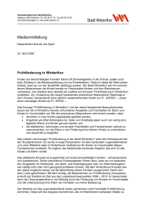 Medienmitteilung  - Frühförderung Winterthur