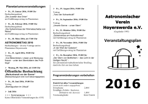 Veranstaltungsplan - AVH Astronomischer Verein Hoyerswerda eV