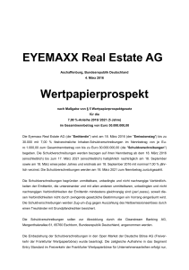 Wertpapierprospekt - EYEMAXX Real Estate AG