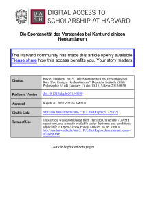 Die Spontaneität des Verstandes bei Kant und einigen