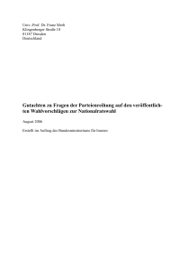 Gutachten zu Fragen der Parteienreihung auf den ver&ouml;ffentlich