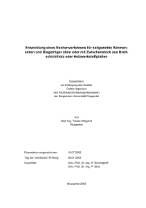 Entwicklung eines Rechenverfahrens für keilgezinkte Rahmenecken