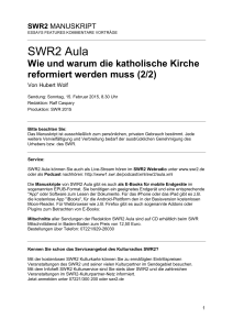 Manuskript: Wie und warum die katholische Kirche reformiert