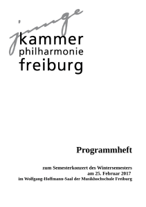Programmheft - Junge Kammerphilharmonie Freiburg
