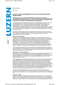 Zentral- und Hochschulbibliothek Luzern soll unter Denkmalschutz
