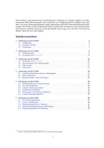 Notizen zur Anleitung zur Vorlesung Lineare Algebra I
