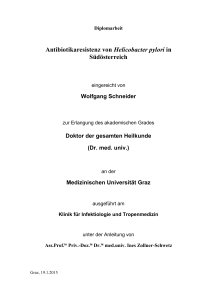 Antibiotikaresistenz von Helicobacter pylori in S&uuml;d&ouml;sterreich