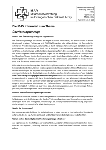 Die MAV informiert zum Thema: Überlastungsanzeige