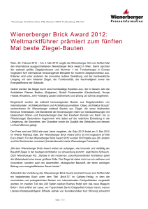 Wienerberger Brick Award 2012: Weltmarktführer