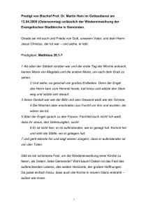 Predigt von Bischof Prof. Dr. Martin Hein im Gottesdienst am 12.04