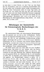 Mitteilungen der Sammelstelle für Entomologische Beobachtungen