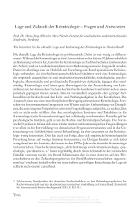 Lage und Zukunft der Kriminologie – Fragen und Antworten