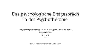 Das psychologische Erstgespräch in der Psychotherapie